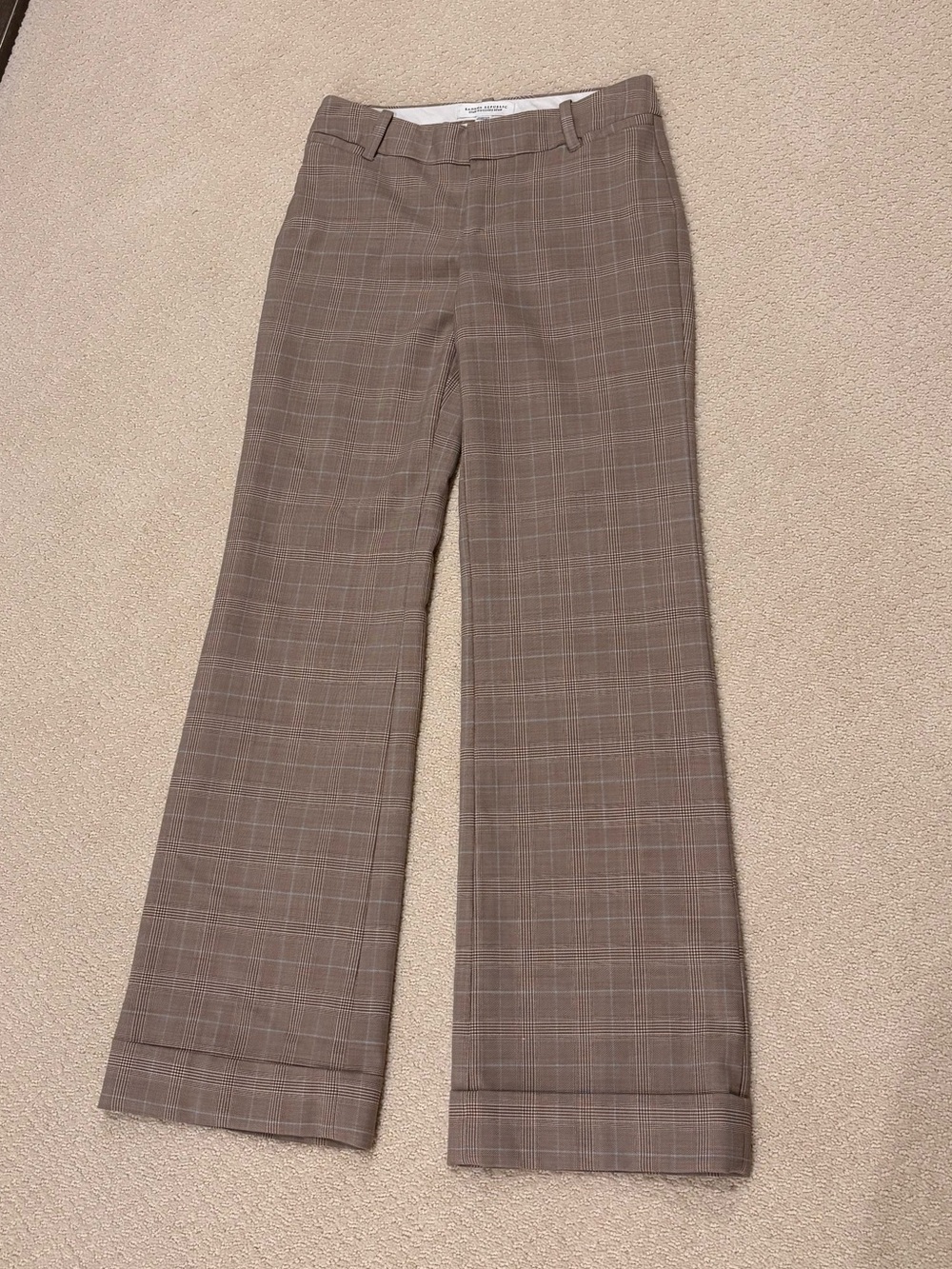 Banana Republic Tailored Plaid Pants in Taupe and Cream